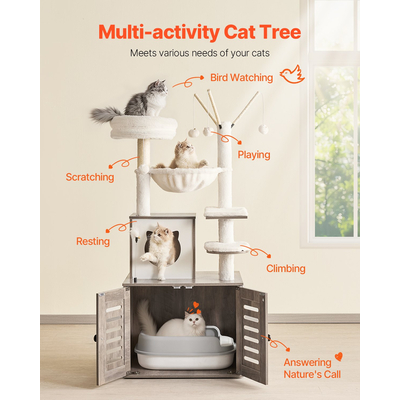 VEVOR Large Cat Tree Box Box Περίβλημα 2-σε-1 Cat Tower Εσωτερικό Play House για γάτες