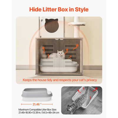 VEVOR Large Cat Tree Box Box Περίβλημα 2-σε-1 Cat Tower Εσωτερικό Play House για γάτες