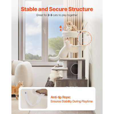 VEVOR Large Cat Tree Box Box Περίβλημα 2-σε-1 Cat Tower Εσωτερικό Play House για γάτες