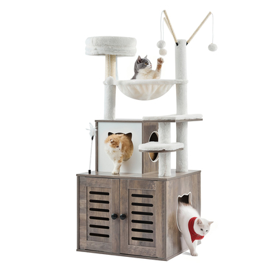 VEVOR Large Cat Tree Box Box Περίβλημα 2-σε-1 Cat Tower Εσωτερικό Play House για γάτες