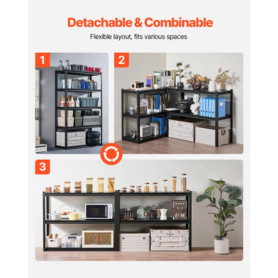 Ράφια αποθήκευσης VEVOR 18&quot; D x 48&quot; Π x 78&quot; Υ 5 επιπέδων Ράφια αποθήκευσης γκαράζ