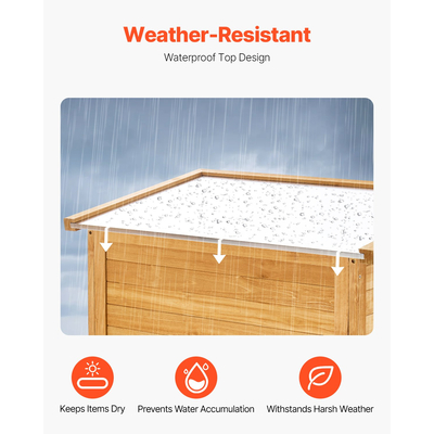 VEVOR Υπαίθριο ξύλινο υπόστεγο αποθήκευσης αδιάβροχο υπόστεγο εργαλείων κήπου 31,5x63,8 ιντσών