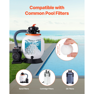 VEVOR Μπάλες φίλτρου πισίνας για αντλία φίλτρου άμμου 1,5 λίβρες επαναχρησιμοποιούμενες για πισίνα