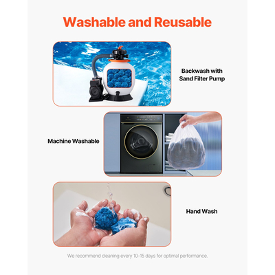 VEVOR Μπάλες φίλτρου πισίνας για αντλία φίλτρου άμμου πισίνα 1,5 λίβρες επαναχρησιμοποιήσιμη μπλε
