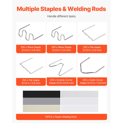 Plastic Welder 220W Plastic Welder Gun Kit με 1200 συνδετήρες &amp; 76 ράβδους