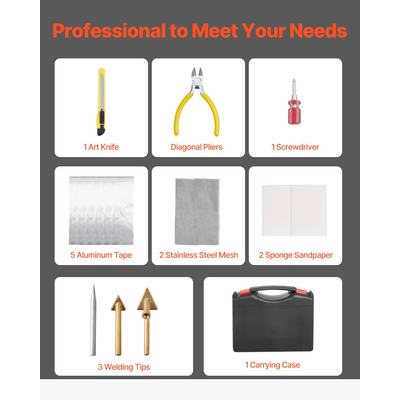 VEVOR Plastic Welder Kit 100W Plastic Welder Gun and Iron 1000 Staples&amp;60 Rods