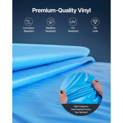 VEVOR Στρογγυλή επένδυση πισίνας 15 ποδών Unibead 47 ιντσών Ύψος τοίχου μονόχρωμη