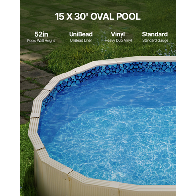 VEVOR Oval Liner Pool Liner 15x30ft Unibead Style Pool Liner 52in Ύψος τοίχου