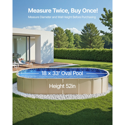 VEVOR Oval Liner Pool Liner 18x33ft Unibead Style Pool Liner 52in Ύψος τοίχου