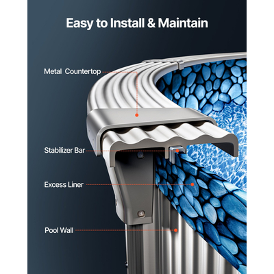 VEVOR Στρογγυλή επένδυση πισίνας 27 ποδιών επικάλυψης στυλ πισίνας Ύψος τοίχου 54 ιντσών