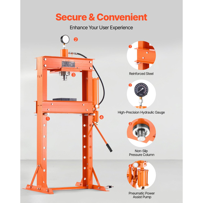 VEVOR 30 T Hydraulic Shop Πρέσα Υδραυλική πρέσα με πλάκα πρέσας για κάμψη