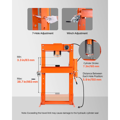 VEVOR 50 T Hydraulic Shop Press Hydraulic Press with Press Plate for Bending