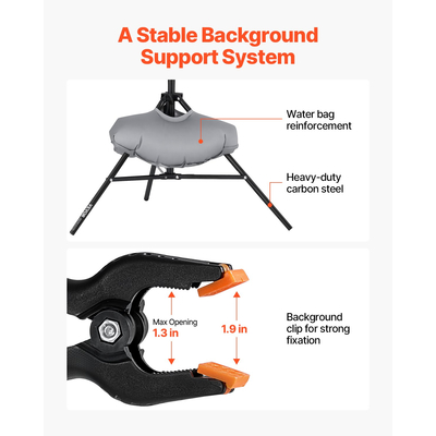 VEVOR Backdrop Stand Background Stand Kit 5 x 6,5 ft για Party &amp; Photo Studio
