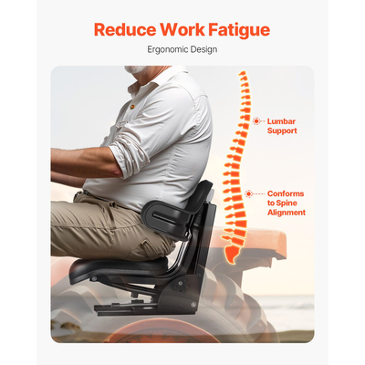 VEVOR Αδιάβροχο Περονοφόρο Κάθισμα Ρυθμιζόμενο Τρακτέρ Ανάρτηση Χορτοκοπτικό Κάθισμα