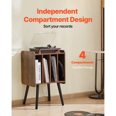 Βάση δίσκων VEVOR Βάση δίσκων βινυλίου ξύλου 2 επιπέδων έως 100 άλμπουμ Καφέ