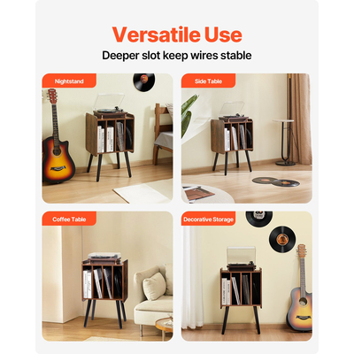 Βάση δίσκων VEVOR Βάση δίσκων βινυλίου ξύλου 2 επιπέδων έως 100 άλμπουμ Καφέ