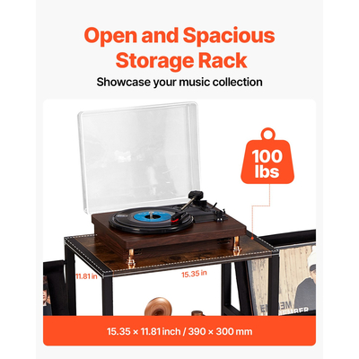 Βάση δίσκων VEVOR 3 επιπέδων Μεταλλική βάση δίσκων βινυλίου έως 280 άλμπουμ Μαύρο