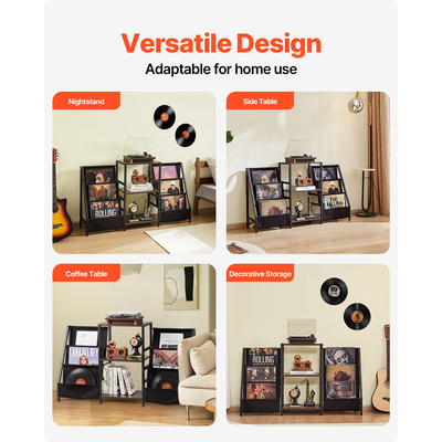 Βάση δίσκων VEVOR 3 επιπέδων Μεταλλική βάση δίσκων βινυλίου έως 280 άλμπουμ Μαύρο