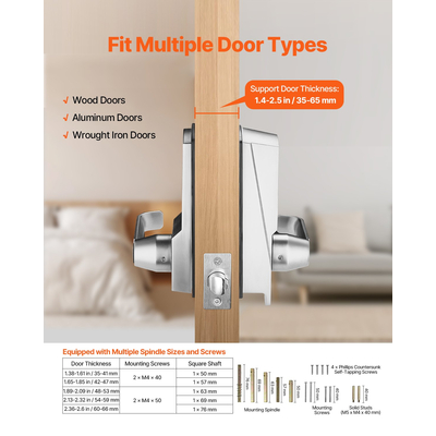 VEVOR Μηχανική κλειδαριά εισόδου χωρίς κλειδί 14 κλειδί Μηχανική κλειδαριά πόρτας με κλειδί