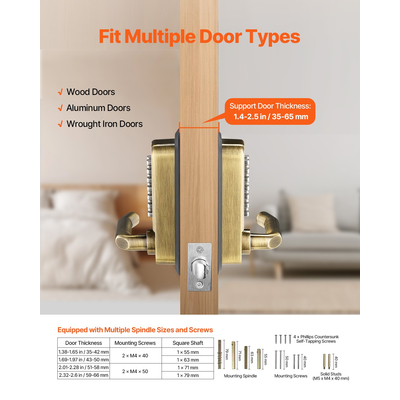 VEVOR Μηχανική κλειδαριά εισόδου χωρίς κλειδί 14 κλειδαριά Μηχανική κλειδαριά πόρτας αδιάβροχη