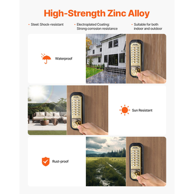 VEVOR Μηχανική κλειδαριά εισόδου χωρίς κλειδί 14 κλειδαριά Μηχανική κλειδαριά πόρτας αδιάβροχη