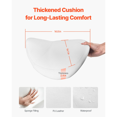 Σκαμπό σέλας VEVOR Περιστρεφόμενο σκαμπό με ρόδες PU Δερμάτινο ρυθμιζόμενο ύψος λευκό