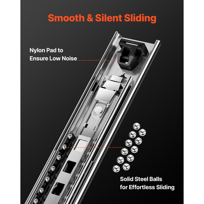 VEVOR 1 Pair 16-60 in Soft-Close Drawer Slides Ball Bearing Full Extension