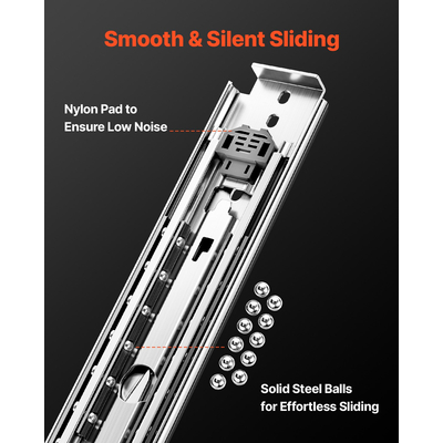 VEVOR 1 Pair 18-60 in Soft-Close Drawer Slides Ball Bearing Full Extension