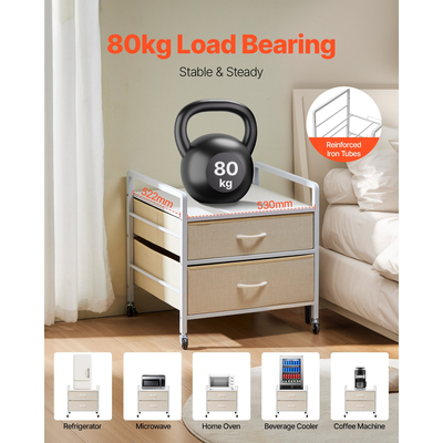 Μίνι βάση ψυγείου VEVOR με χώρο αποθήκευσης 176 λίβρες Λευκό μίνι ψυγείο Τραπέζι 2 συρτάρια