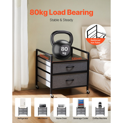 Μίνι βάση ψυγείου VEVOR με χώρο αποθήκευσης 176 lbs Γκρι μίνι ψυγείο Τραπέζι 2 συρτάρια