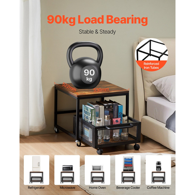 Μίνι βάση ψυγείου VEVOR 198 λίβρες με καρότσι αποθήκευσης και περιστρεφόμενους τροχούς ανοιχτό καφέ