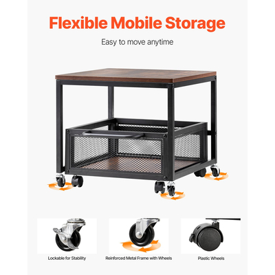 Μίνι βάση ψυγείου VEVOR 198 λίβρες με καρότσι αποθήκευσης και περιστρεφόμενους τροχούς σκούρο καφέ