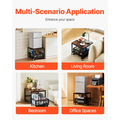 Μίνι βάση ψυγείου VEVOR 198 λίβρες με καρότσι αποθήκευσης και περιστρεφόμενους τροχούς σκούρο καφέ