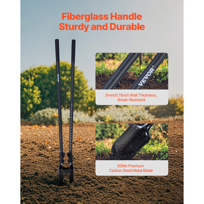 VEVOR Post Hole Digger με σήμανση κλίμακας λαβής από υαλοβάμβακα 57,5&quot; Hole Digger