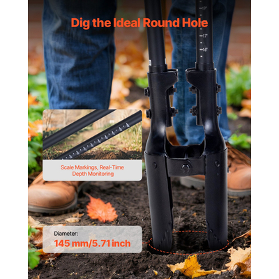 VEVOR Post Hole Digger με σήμανση κλίμακας λαβής από υαλοβάμβακα 57,5&quot; Hole Digger