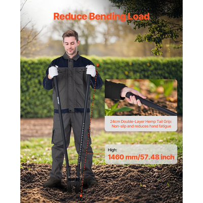 VEVOR Post Hole Digger με σήμανση κλίμακας λαβής από υαλοβάμβακα 57,5&quot; Hole Digger