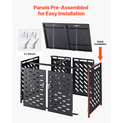 VEVOR Κάδος Απορριμμάτων Αποθηκευτικός Κάδος Σκουπιδιών 2 x 52,79 Gal με Καπάκι Αλυσίδας