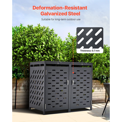 VEVOR Κάδος Απορριμμάτων Αποθηκευτικός Κάδος Σκουπιδιών 2 x 52,79 Gal με Καπάκι Αλυσίδας