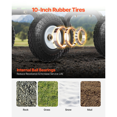 VEVOR Steel Garden Cart 900lbs Χωρητικότητα Heavy Duty Wagon Cart 10in Tires