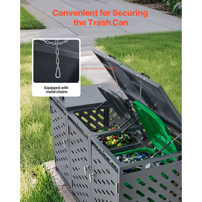 Κάδος απορριμμάτων VEVOR Αποθηκευτικός κάδος απορριμμάτων 3 x 52,79 Gal με καπάκι αλυσίδας