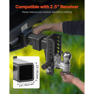 VEVOR ρυθμιζόμενος κοτσαδόρος τρέιλερ 2,5&quot; Δέκτης 6&quot; Drop Tri-Ball Hitch 22000 lbs