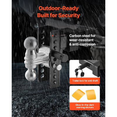 VEVOR ρυθμιζόμενος κοτσαδόρος τρέιλερ 2,5&quot; Δέκτης 6&quot; Drop Tri-Ball Hitch 22000 lbs