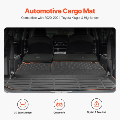 VEVOR Cargo Mat &amp; Backrest Mat TPE Custom Fit for Kluger &amp; Highlander 2020-2024