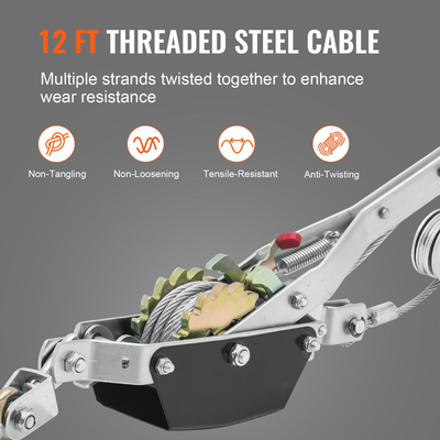 VEVOR Power Puller Come Along Βαρούλκο 2 Ton 4409 lbs Heavy Duty Pull Hoist 2 Hooks