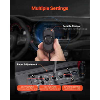 VEVOR 10&quot; 440W υπογούφερ αυτοκινήτου κάτω από το κάθισμα με σύστημα υπογούφερ μπλε περιβάλλοντος φωτός