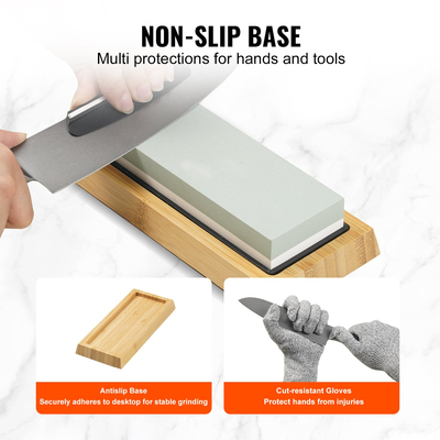VEVOR Whetstone Kit Sharpening Kit, 2 Dual Sided Grit Whetstones 400/1000 3000/8000, 10PCS Knife Sharpener Kit with 3 αντιολισθητικές βάσεις, Οδηγός γωνίας &amp; λείανσης, πέτρα ισοπέδωσης για όλα τα μαχαίρια, ψαλίδα