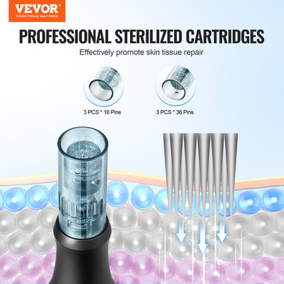 VEVOR Professional Microneedling Pen 6-Speed ​​Electric Beauty Pen with 6 Needles
