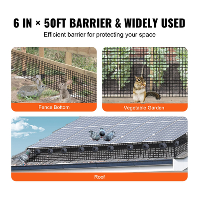 VEVOR 6 ιντσών x 50ft Solar Panel Bird Guard, Critter Guard Roll Kit με 50 τμχ συνδετήρες από κράμα αλουμινίου, προστατευτικό ηλιακό πάνελ με επίστρωση PVC ανθεκτική στη σκουριά, συρμάτινο πλέγμα 1/2 ιντσών