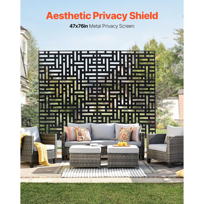 VEVOR Metal Privacy Screen 47&quot; x 76&quot; Εξωτερικές οθόνες και πάνελ Privacy Μαύρο
