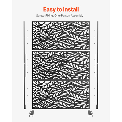 VEVOR Metal Privacy Screen 47&quot; x 72&quot; Εξωτερικές οθόνες και πάνελ Privacy Μαύρο